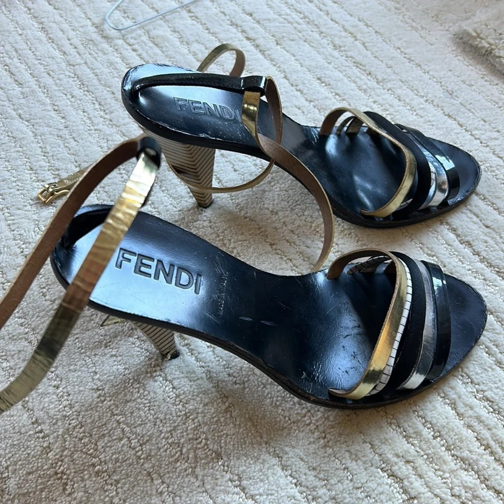 Fendi Sandalo Vern Strappy Heels View 4